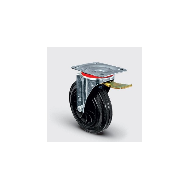 ROULETTE CAOUTCHOUC PIVOT JANTE POLY-200X50MM-EMES
